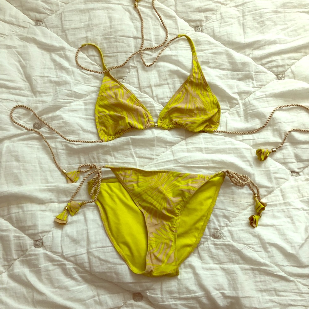 H&M yellow string bikini